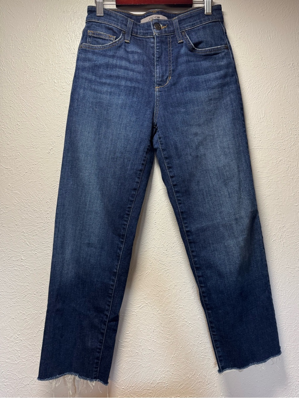 Joes Jeans Blue Denim High Rise Straight Leg Ankle Crop Raw Hem